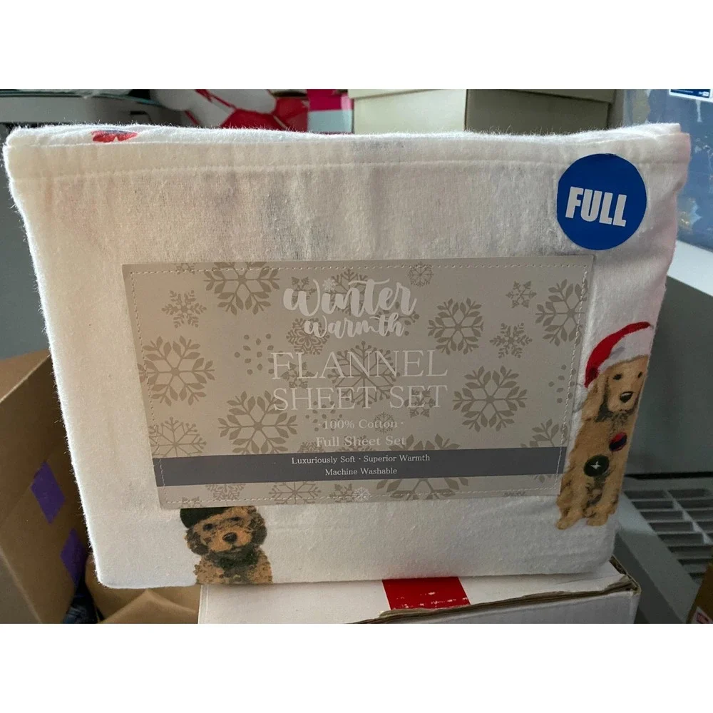 NEW HOLIDAY DOGS Flannel Full Size Flannel Sheet Set SO CUTE AND SOFT!